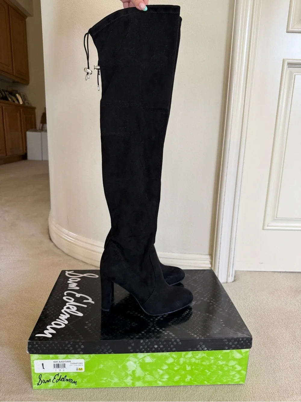 Sam Edelman Black “KENT” Over-the-Knee Suede High Block Heel Boots